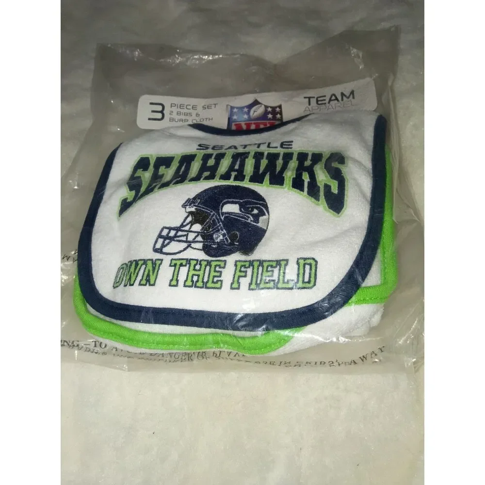 Seattle Seahawks NFL baby bibs and burp cloth